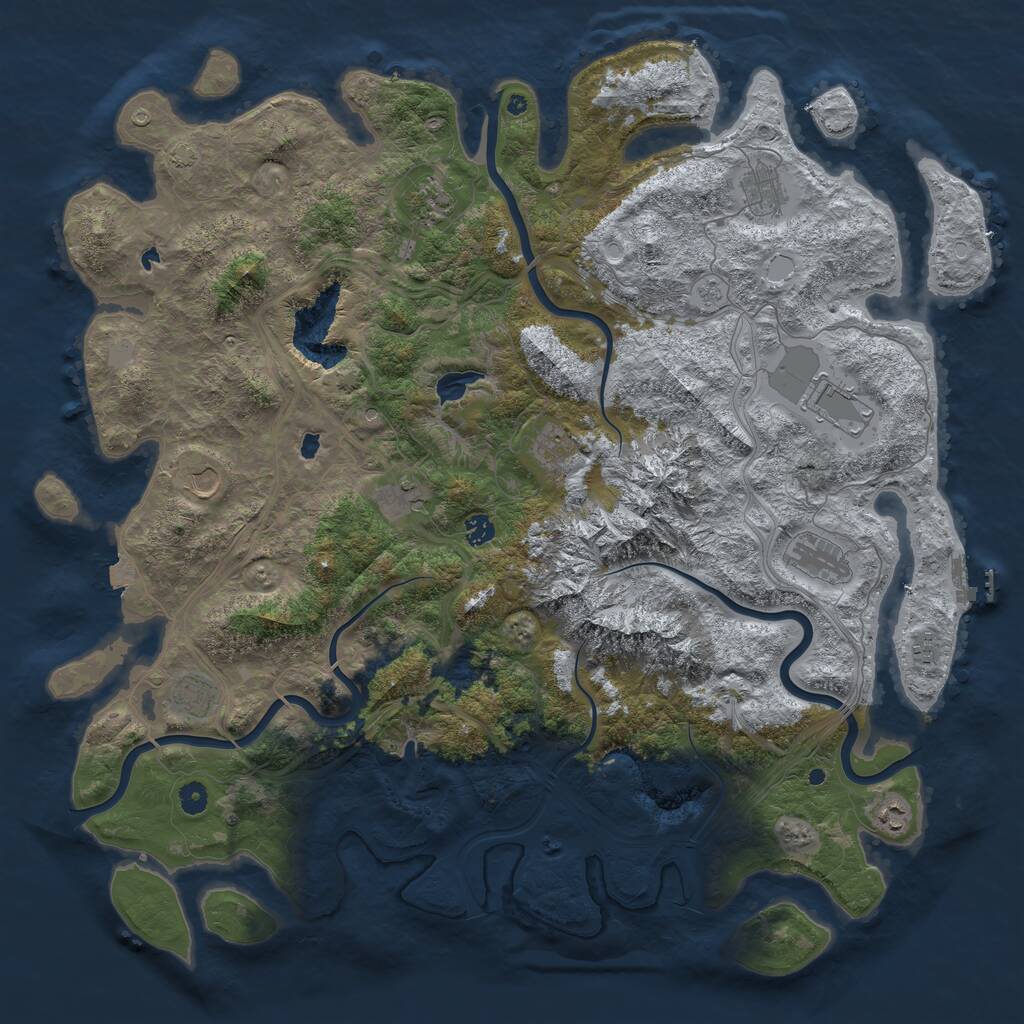 Rust Map: Procedural Map, Size: 5000, Seed: 1085199845, 16 Monuments