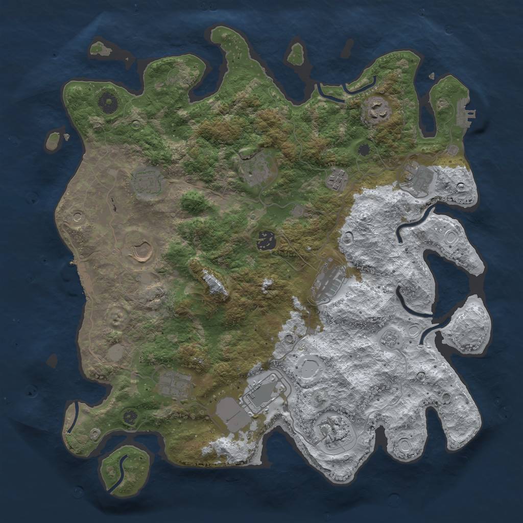 Rust Map: Procedural Map, Size: 3850, Seed: 747255017, 20 Monuments