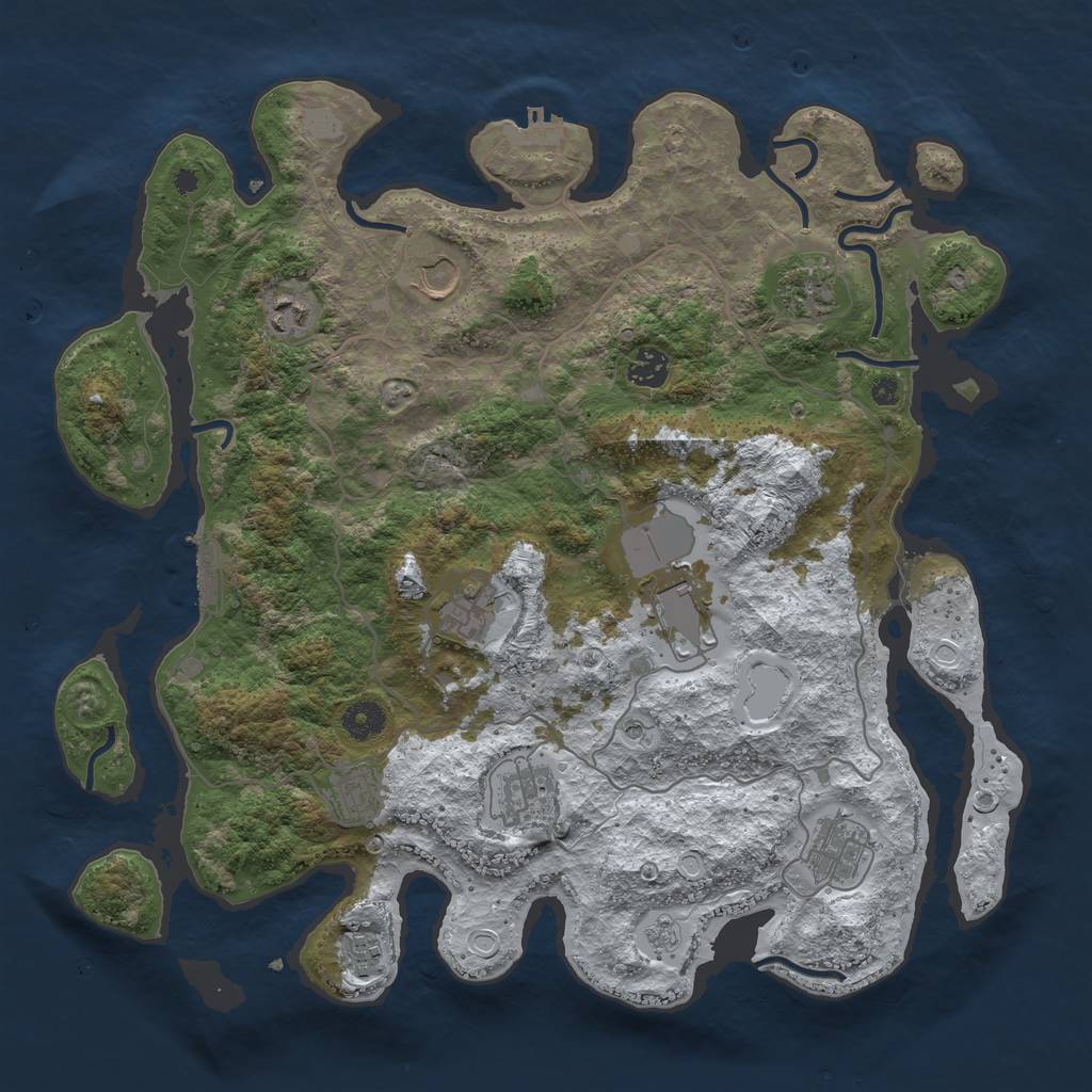 Rust Map: Procedural Map, Size: 4000, Seed: 895782290, 19 Monuments
