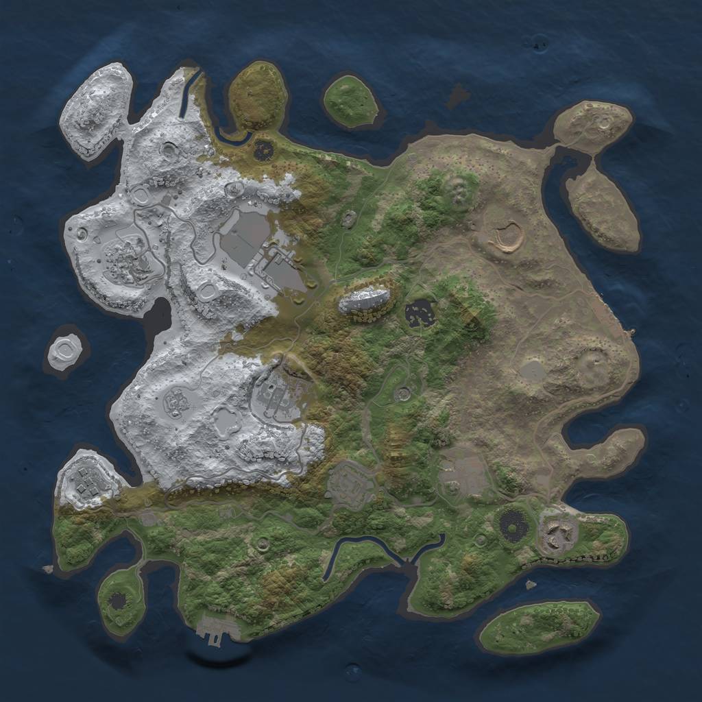 Rust Map: Procedural Map, Size: 3500, Seed: 5747, 18 Monuments