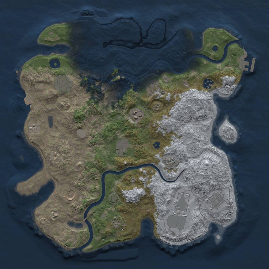 Rust Map: Procedural Map, Size: 3850, Seed: 2011146181, 16 Monuments