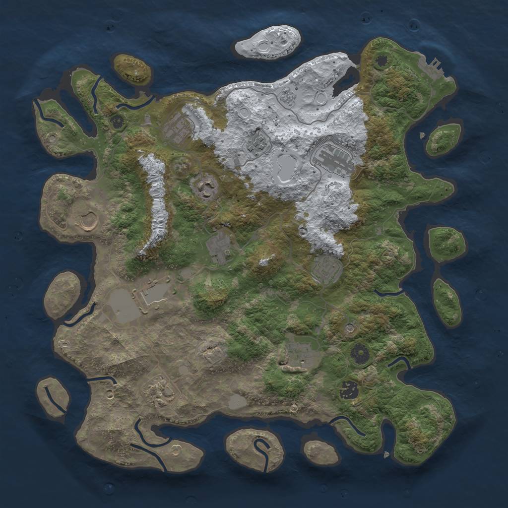 Rust Map: Procedural Map, Size: 3950, Seed: 1685700080, 19 Monuments