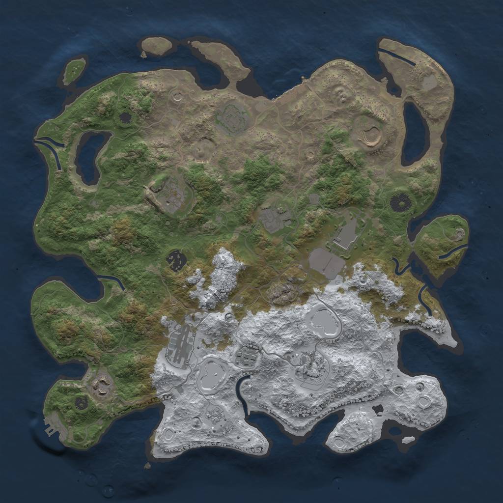 Rust Map: Procedural Map, Size: 3800, Seed: 1862001932, 19 Monuments