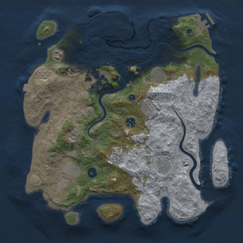 Rust Map: Procedural Map, Size: 3700, Seed: 633636, 15 Monuments