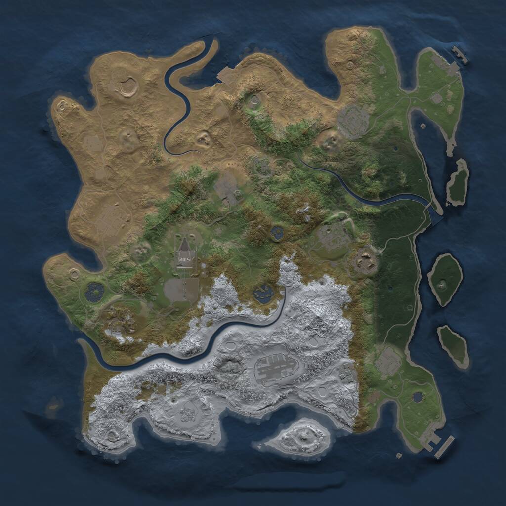 Rust Map: Procedural Map, Size: 3850, Seed: 786565787, 19 Monuments