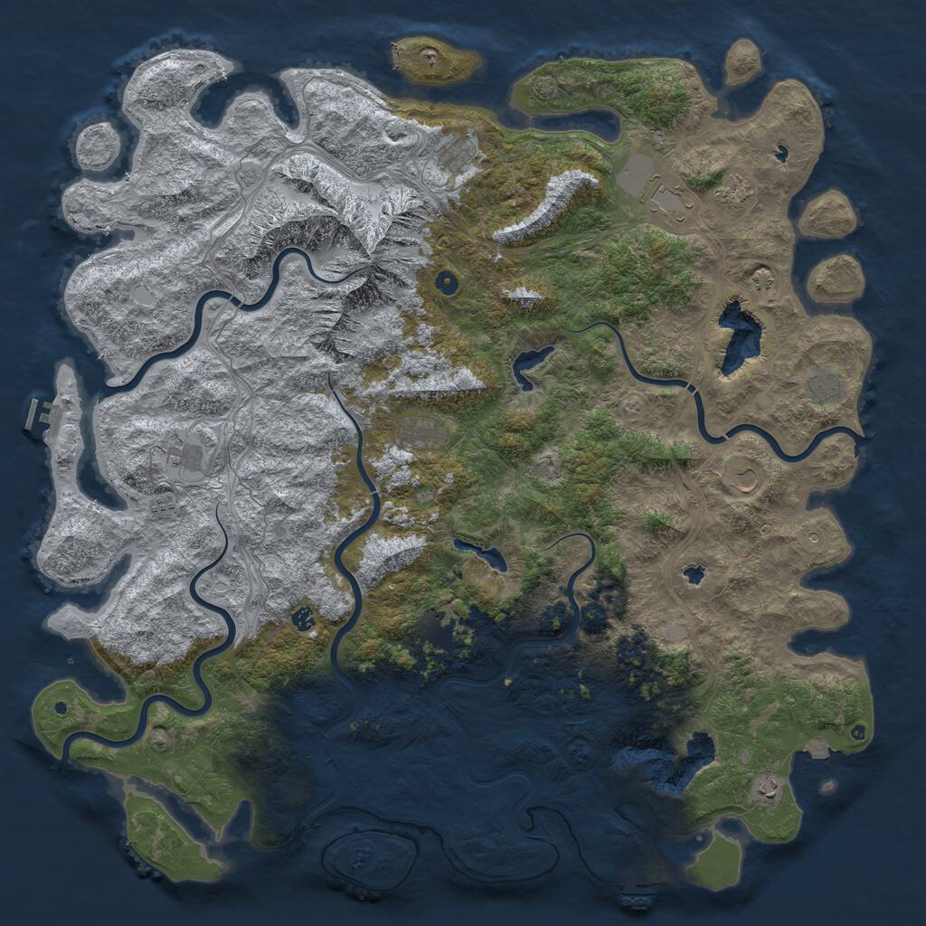 Rust Map: Procedural Map, Size: 6000, Seed: 1210371692, 17 Monuments