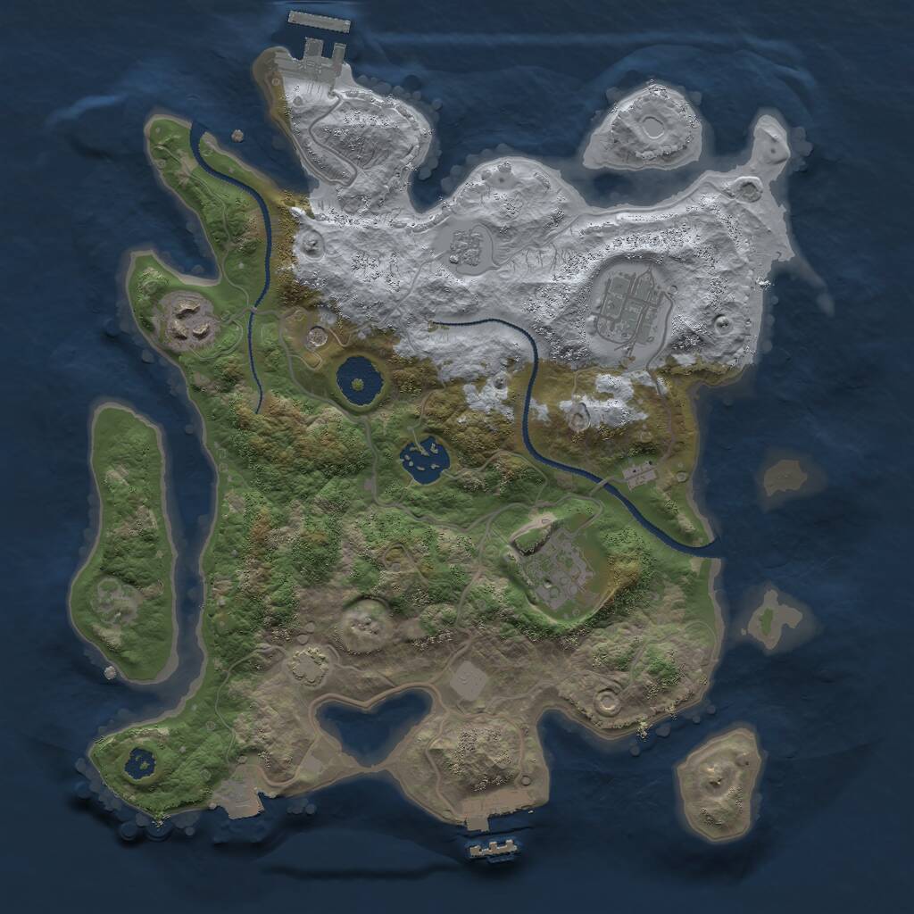 Rust Map: Procedural Map, Size: 3000, Seed: 2940781, 10 Monuments