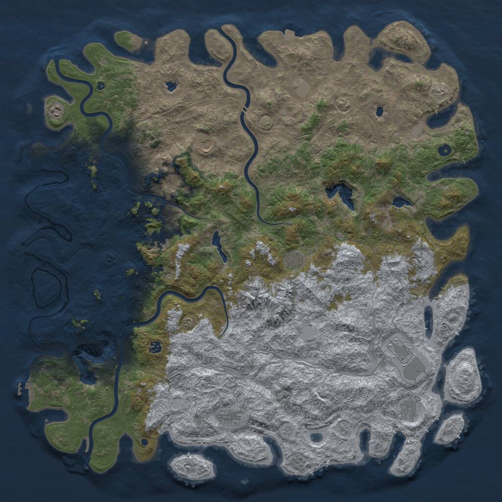 Rust Map: Procedural Map, Size: 6000, Seed: 1895127073, 17 Monuments