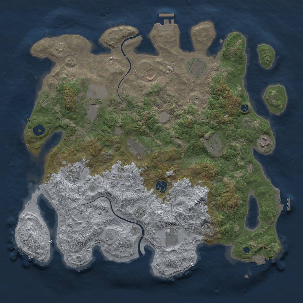 Rust Map: Procedural Map, Size: 3950, Seed: 825043766, 16 Monuments