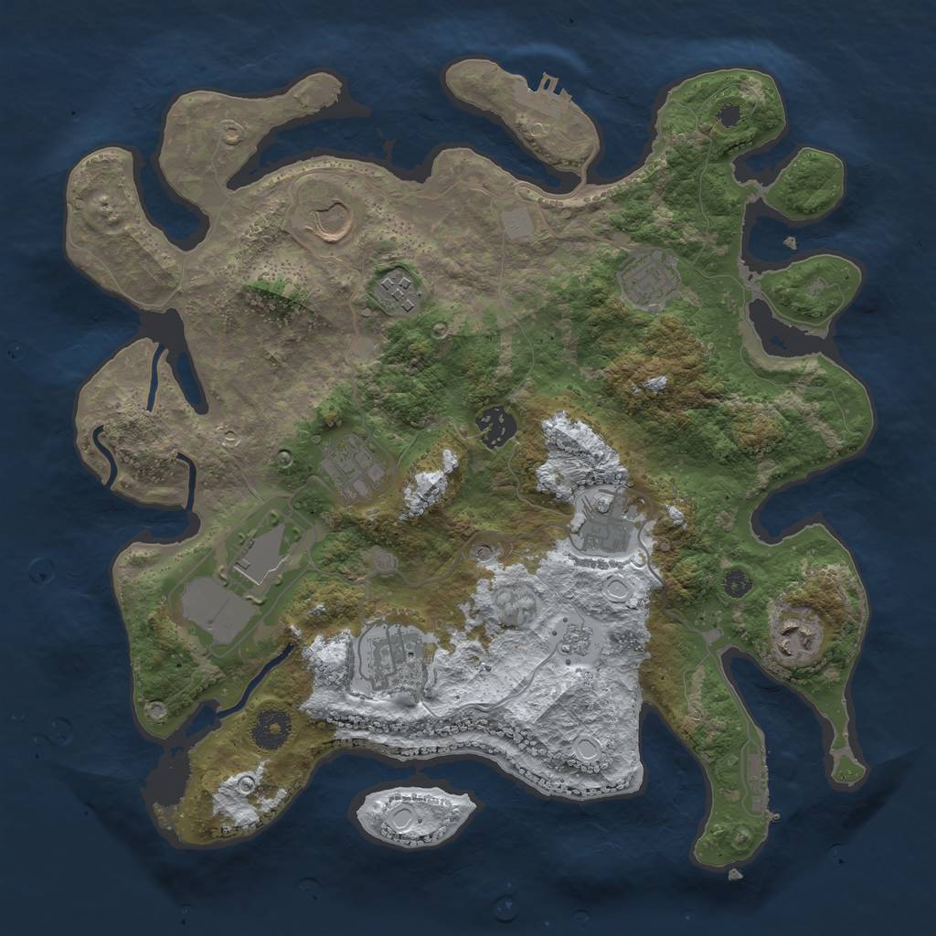 Rust Map: Procedural Map, Size: 3500, Seed: 4828555, 18 Monuments