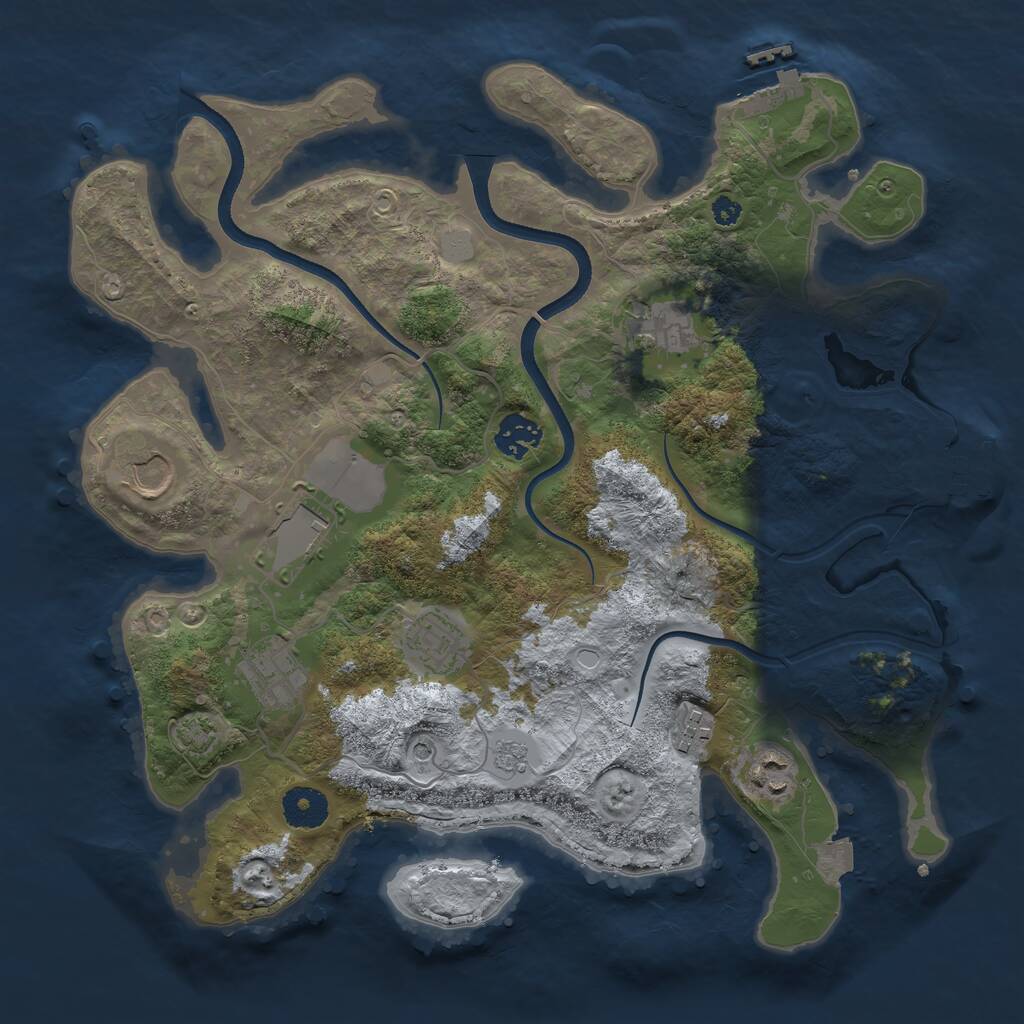 Rust Map: Procedural Map, Size: 3500, Seed: 4828555, 14 Monuments