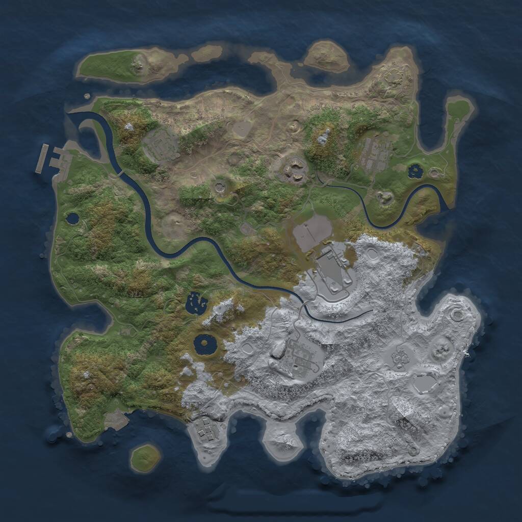 Rust Map: Procedural Map, Size: 3500, Seed: 400077325, 12 Monuments