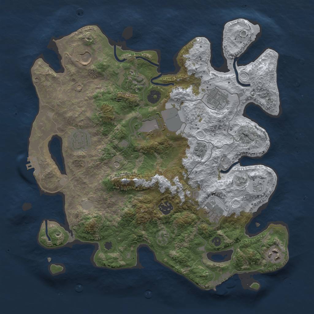Rust Map: Procedural Map, Size: 3500, Seed: 1352, 18 Monuments
