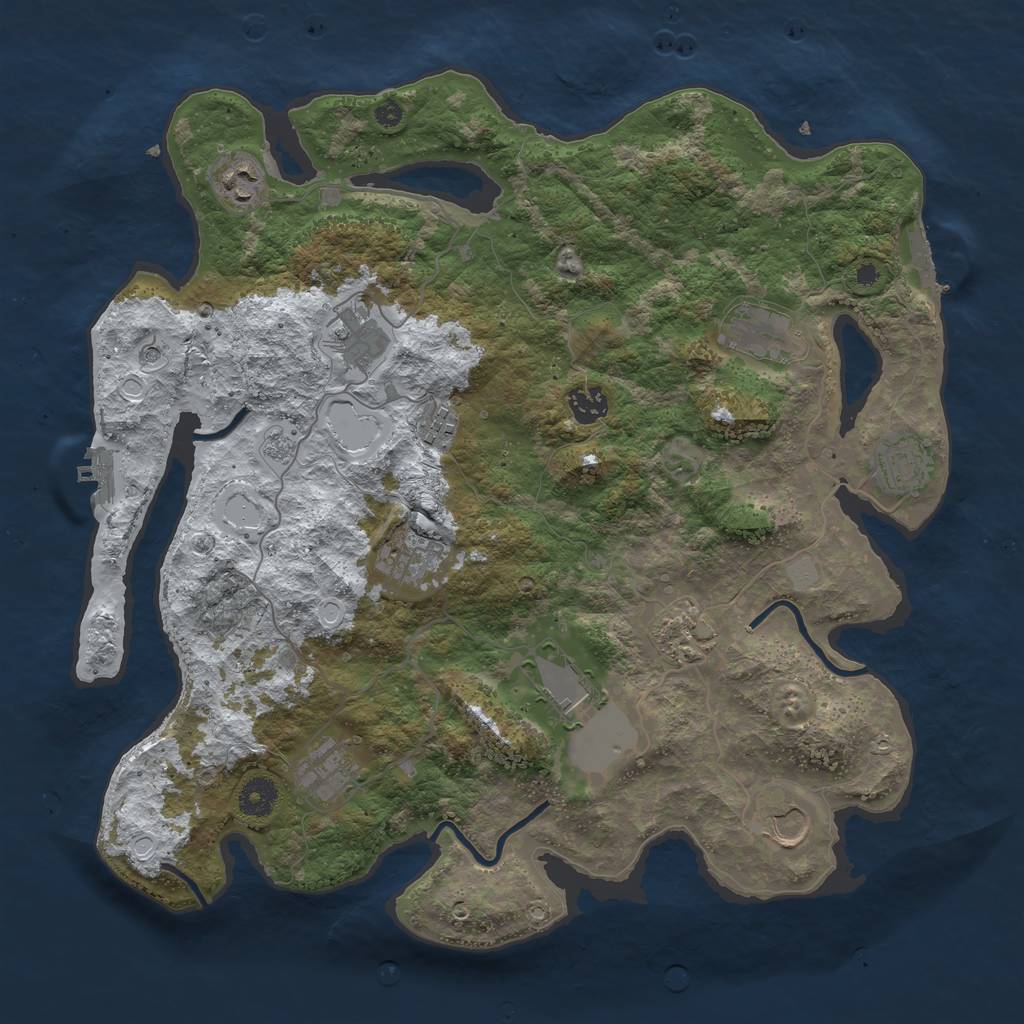 Rust Map: Procedural Map, Size: 3900, Seed: 4251, 20 Monuments