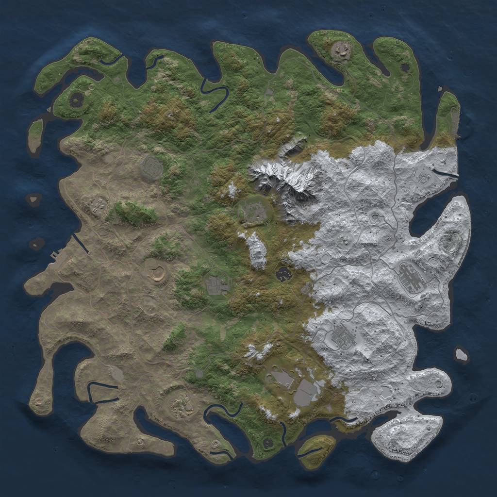 Rust Map: Procedural Map, Size: 5000, Seed: 512395414, 20 Monuments