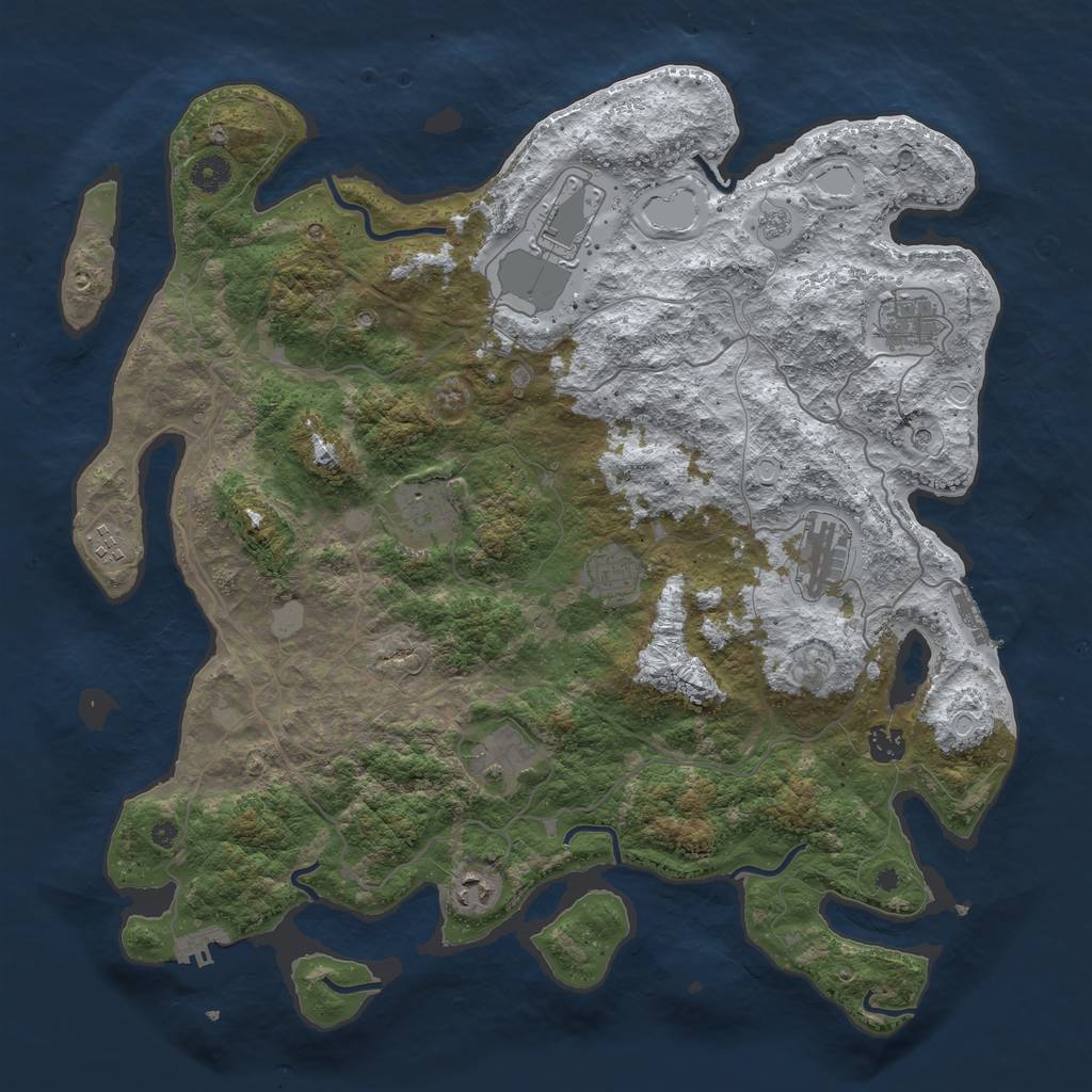 Rust Map: Procedural Map, Size: 4250, Seed: 715439874, 18 Monuments