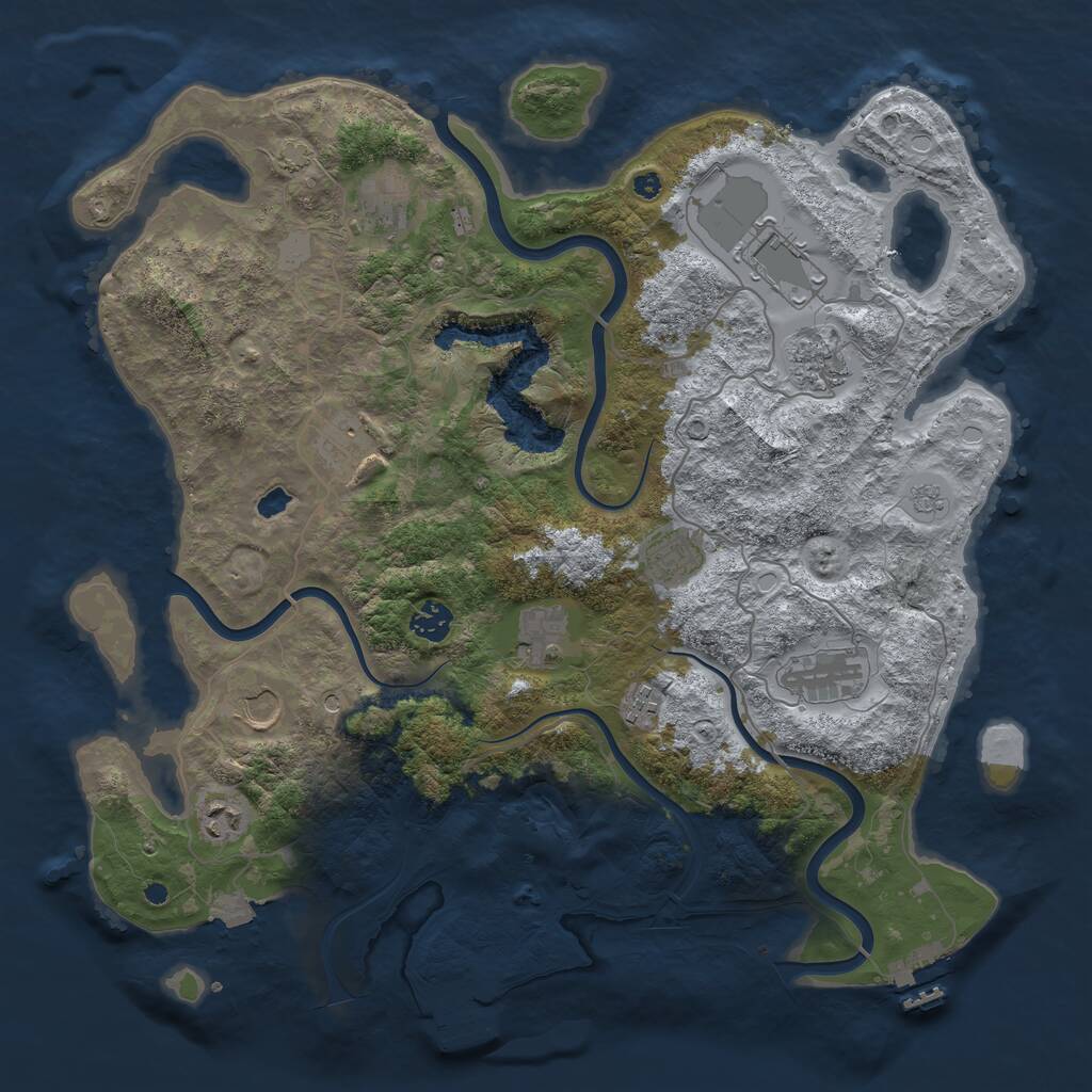 Rust Map: Procedural Map, Size: 4050, Seed: 102207774, 17 Monuments