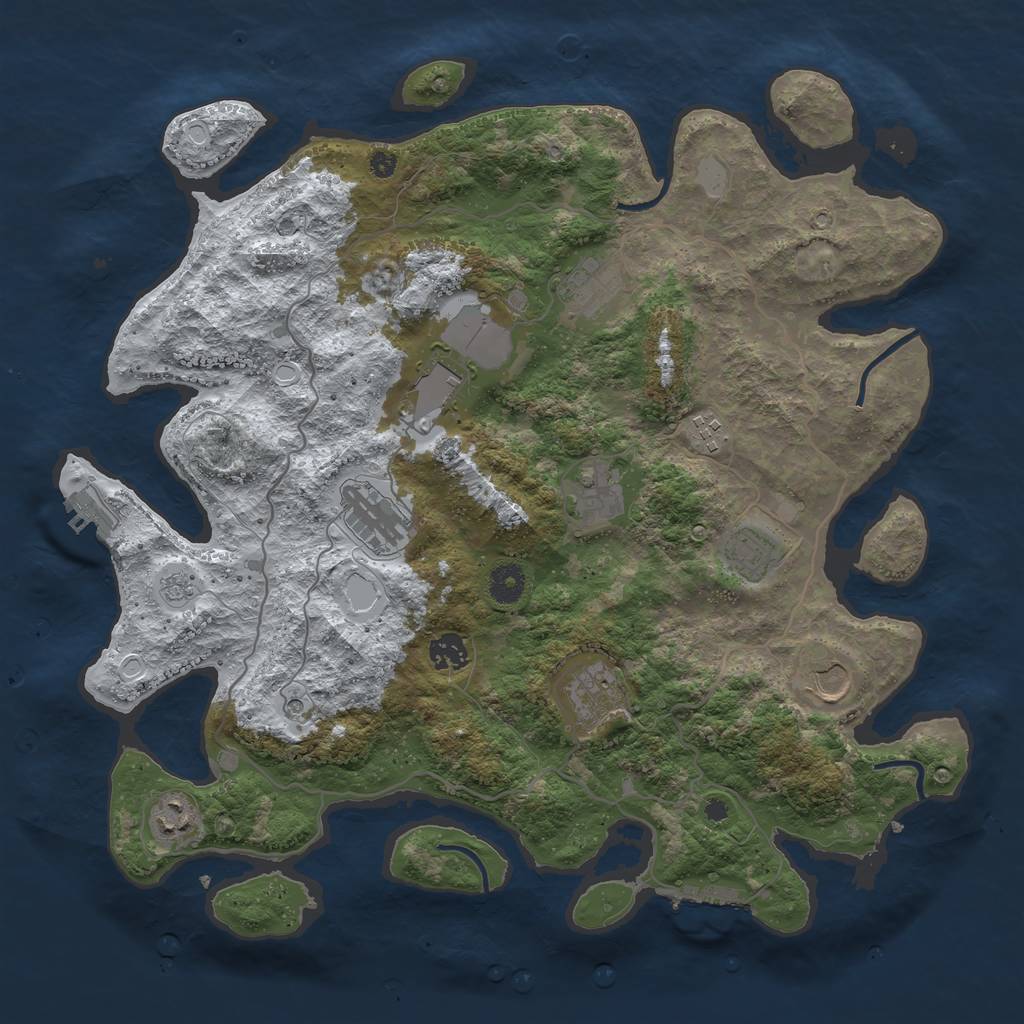 Rust Map: Procedural Map, Size: 4000, Seed: 625641029, 19 Monuments