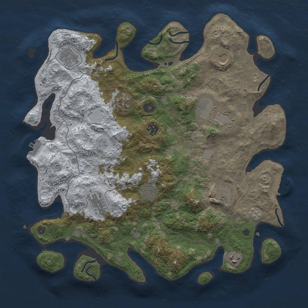 Rust Map: Procedural Map, Size: 4000, Seed: 524653574, 19 Monuments