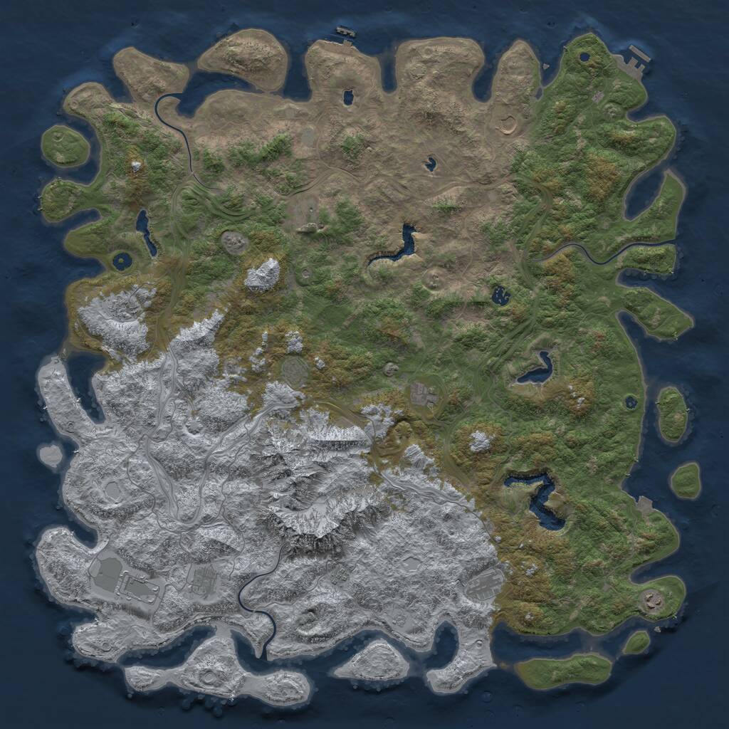 Rust Map: Procedural Map, Size: 6000, Seed: 299875720, 17 Monuments