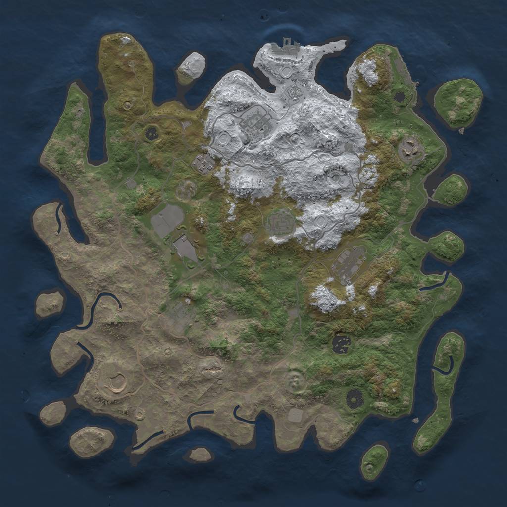 Rust Map: Procedural Map, Size: 4000, Seed: 1625968249, 18 Monuments