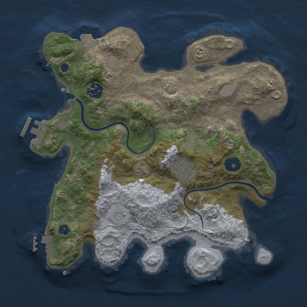 Rust Map: Procedural Map, Size: 3000, Seed: 1018961261, 8 Monuments