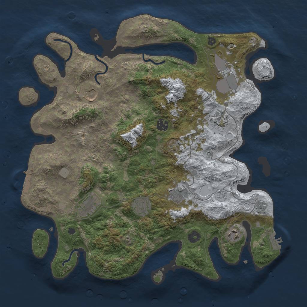 Rust Map: Procedural Map, Size: 3800, Seed: 1284819978, 18 Monuments