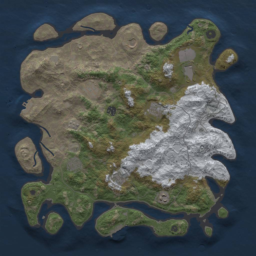 Rust Map: Procedural Map, Size: 4000, Seed: 139758645, 18 Monuments