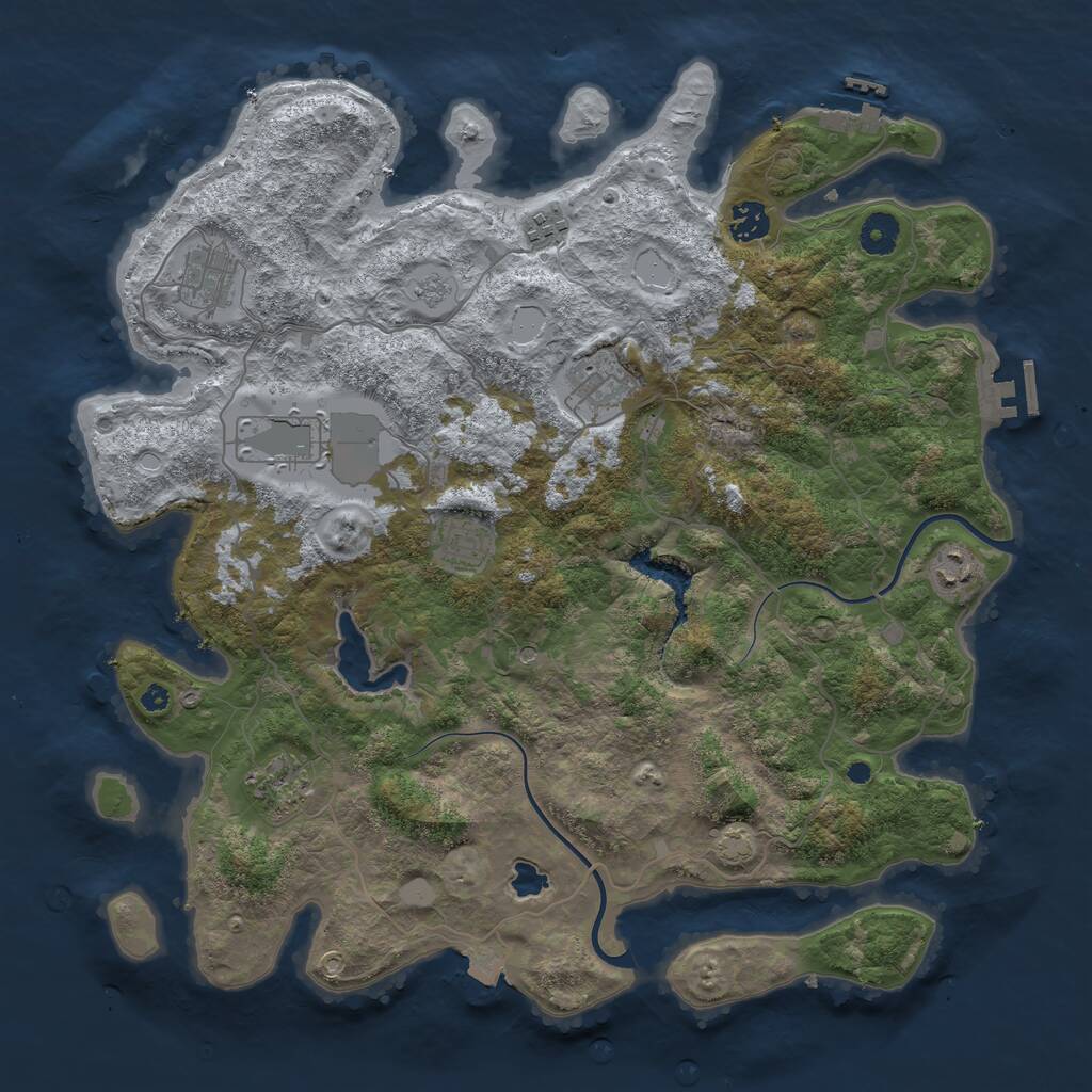 Rust Map: Procedural Map, Size: 4000, Seed: 1265754895, 14 Monuments