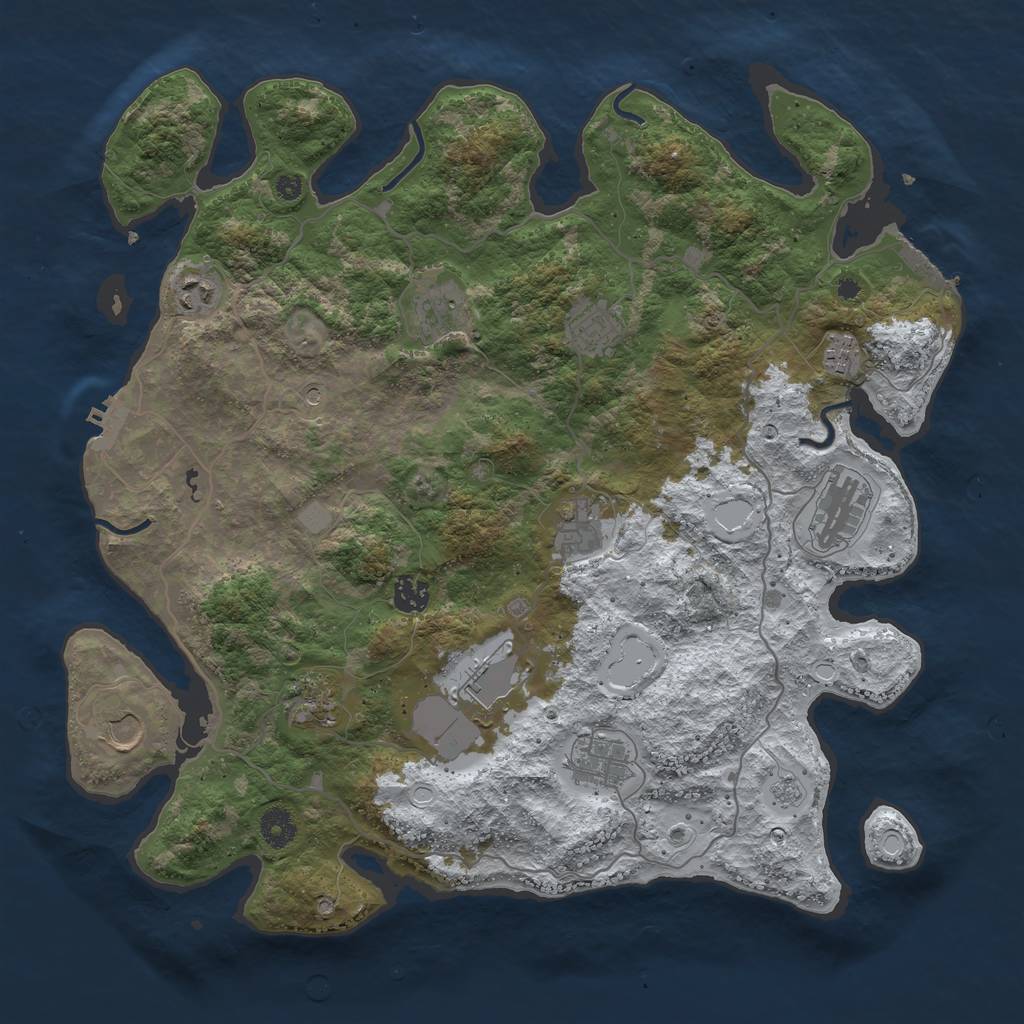 Rust Map: Procedural Map, Size: 4050, Seed: 602855651, 20 Monuments