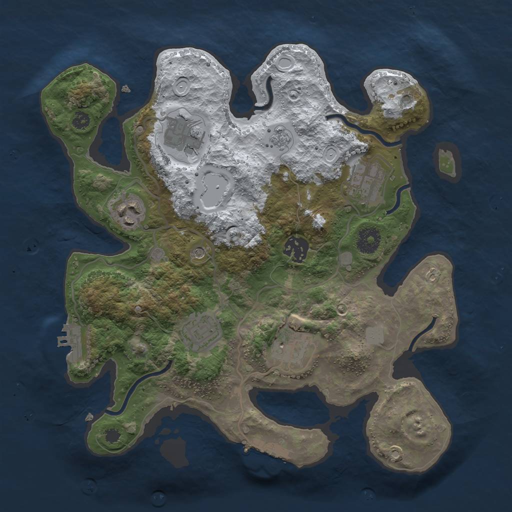 Rust Map: Procedural Map, Size: 3000, Seed: 1940828311, 15 Monuments