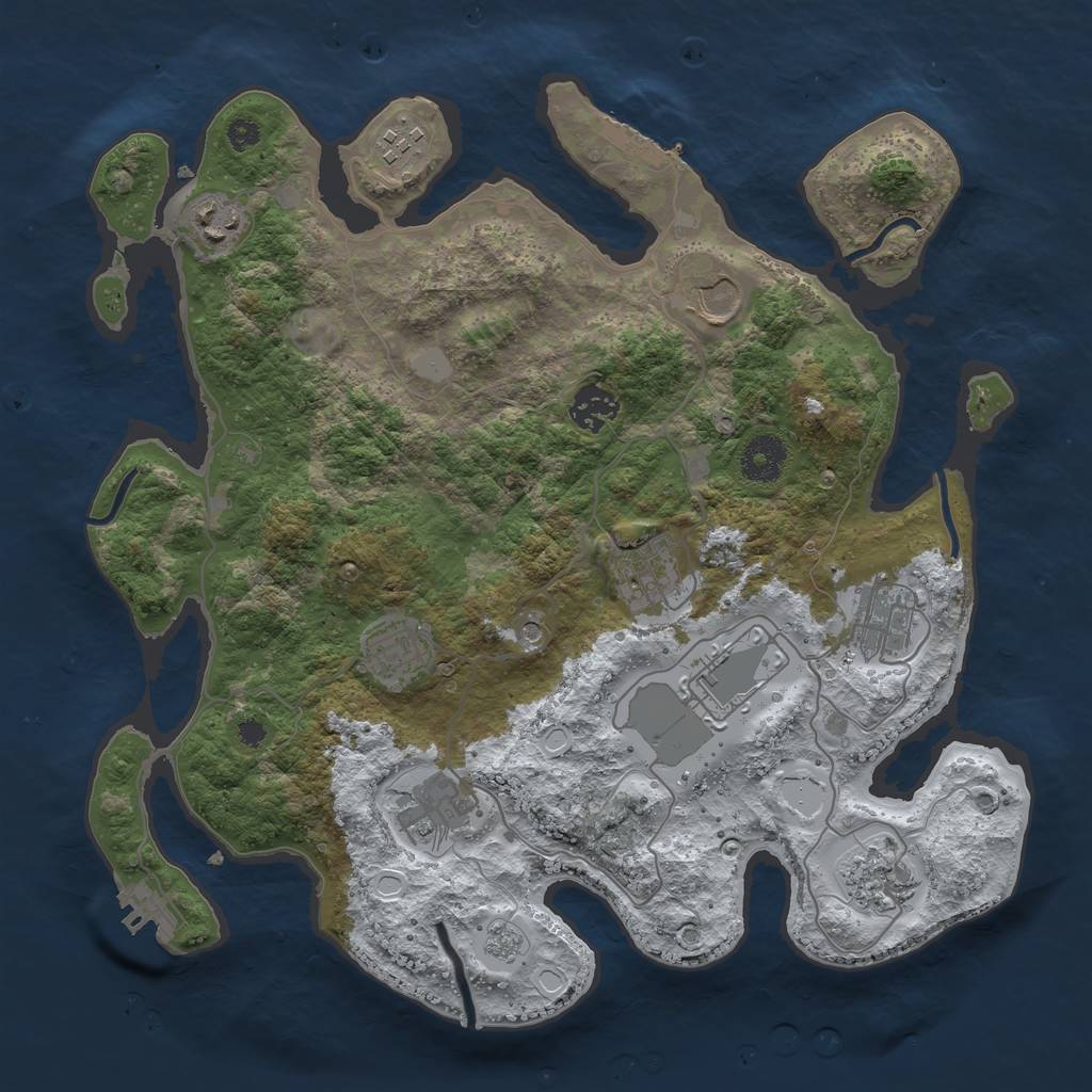 Rust Map: Procedural Map, Size: 3500, Seed: 489247, 19 Monuments