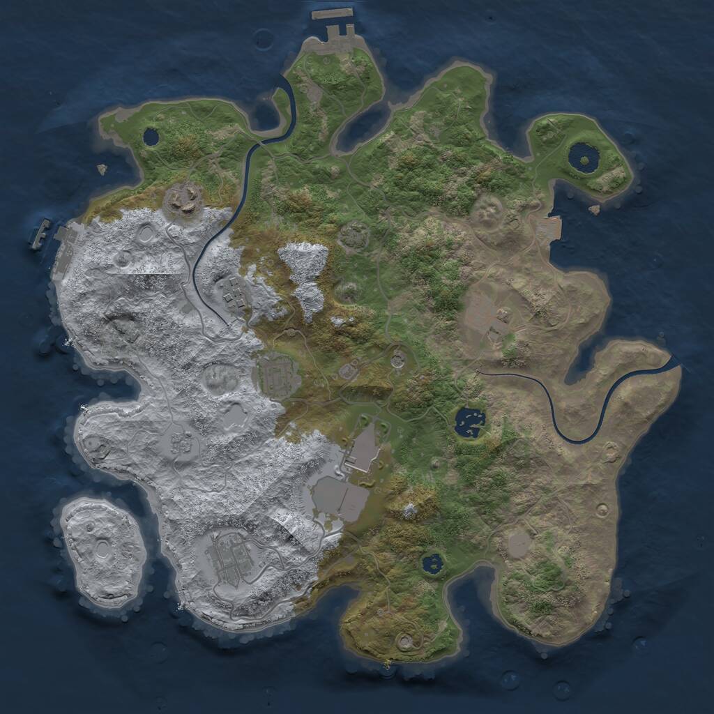 Rust Map: Procedural Map, Size: 3500, Seed: 916203925, 13 Monuments