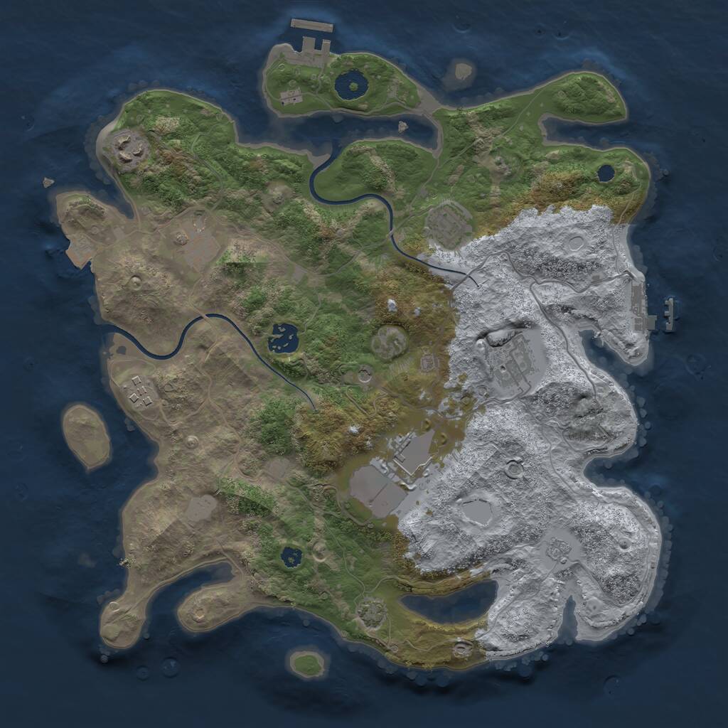 Rust Map: Procedural Map, Size: 3500, Seed: 193456, 13 Monuments