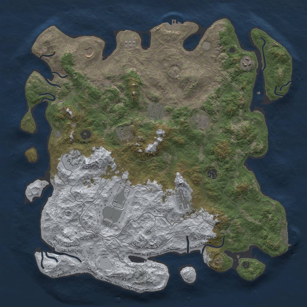Rust Map: Procedural Map, Size: 4500, Seed: 957152973, 19 Monuments