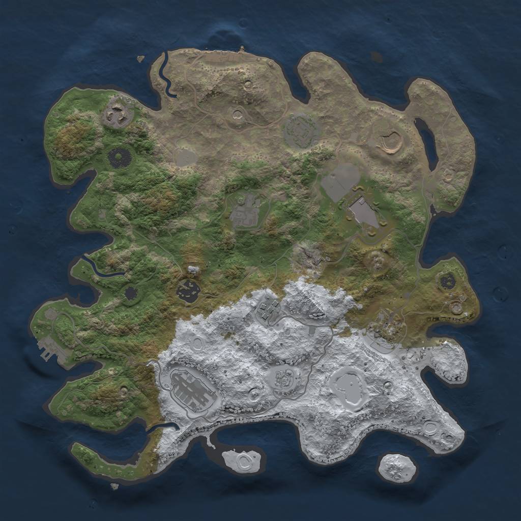Rust Map: Procedural Map, Size: 3500, Seed: 75612, 18 Monuments