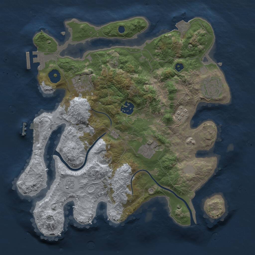 Rust Map: Procedural Map, Size: 3000, Seed: 1957666565, 10 Monuments