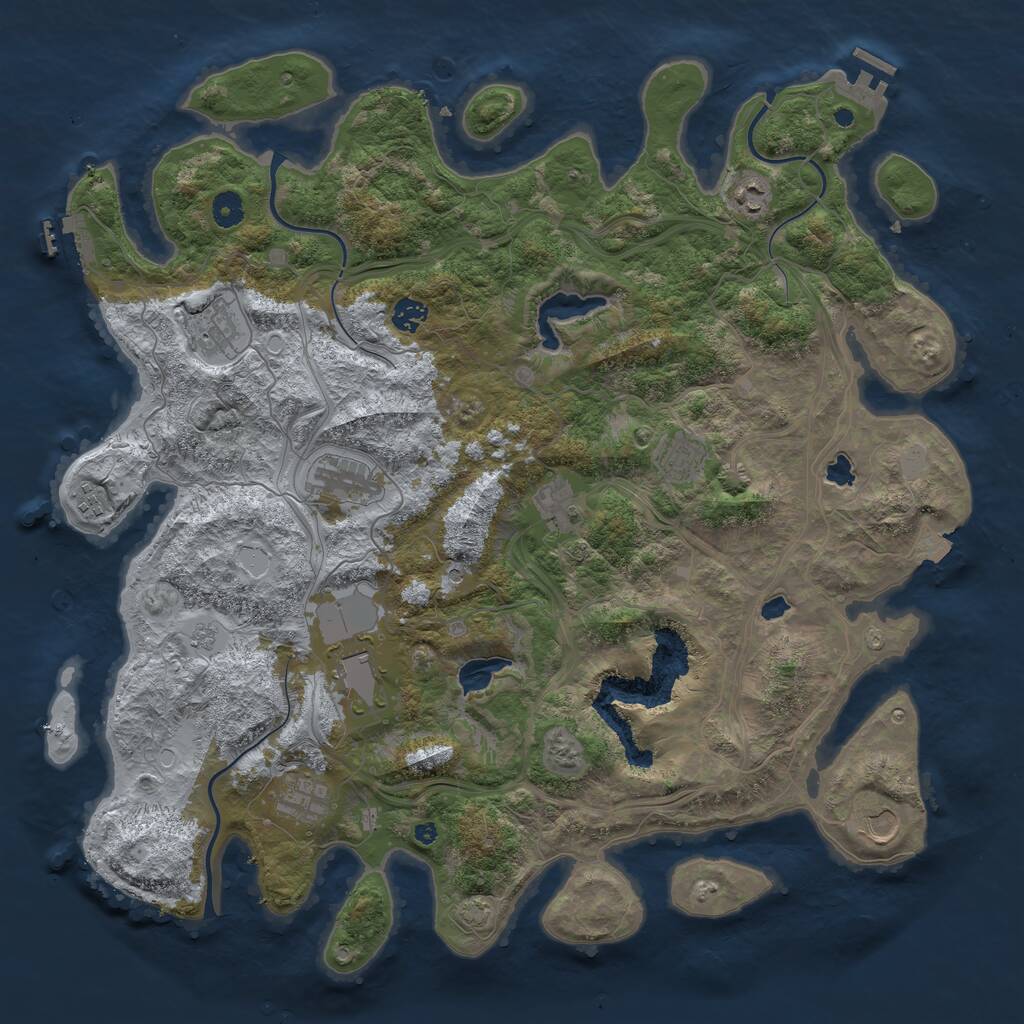 Rust Map: Procedural Map, Size: 4500, Seed: 671201623, 16 Monuments