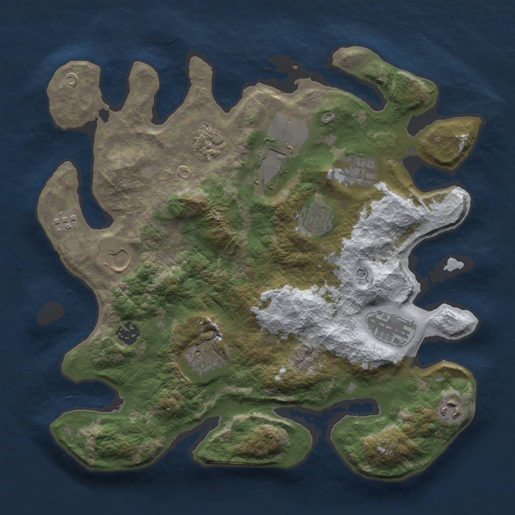 Rust Map: Barren, Size: 3500, Seed: 1756948031, 13 Monuments