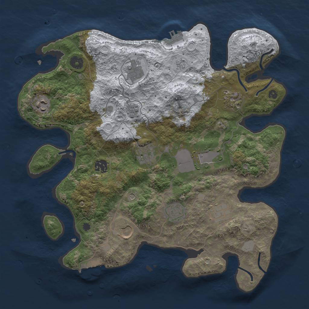 Rust Map: Procedural Map, Size: 3500, Seed: 65, 19 Monuments