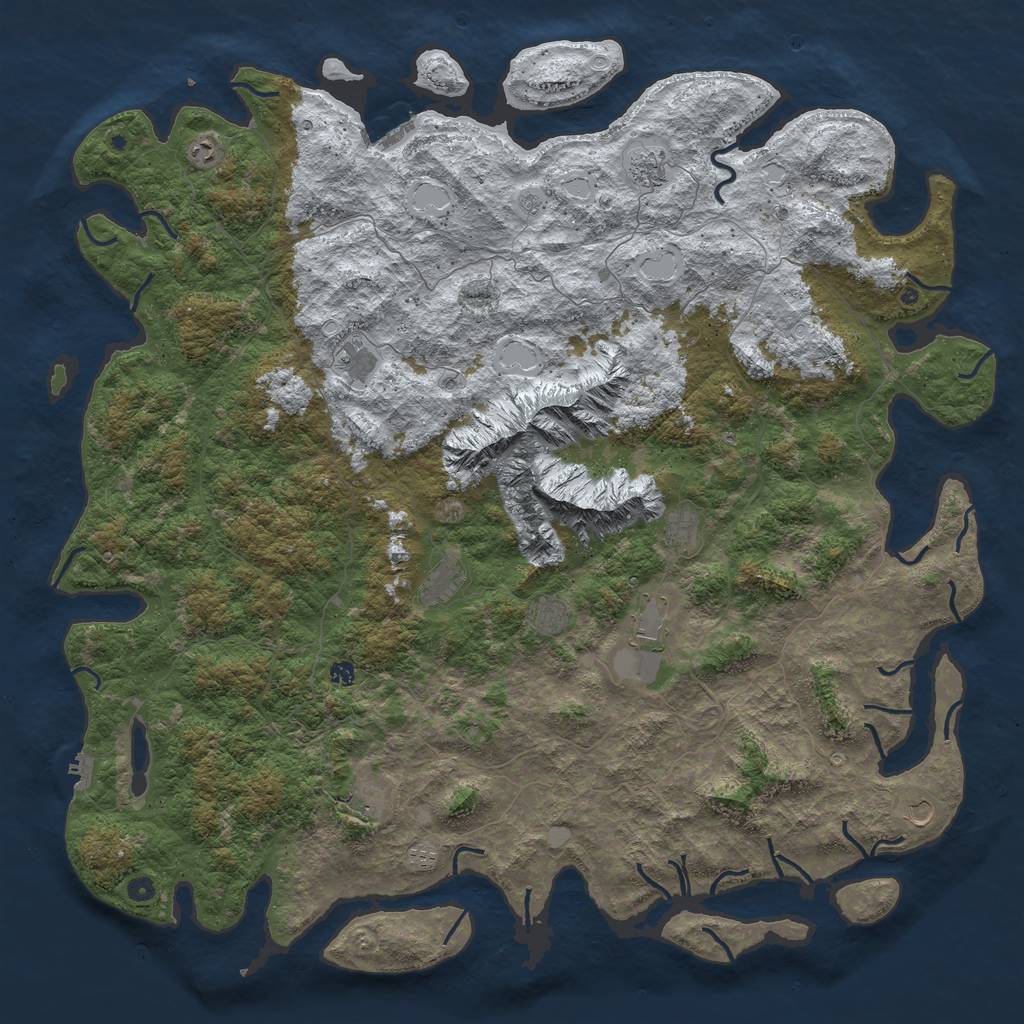 Rust Map: Procedural Map, Size: 6000, Seed: 345896534, 20 Monuments