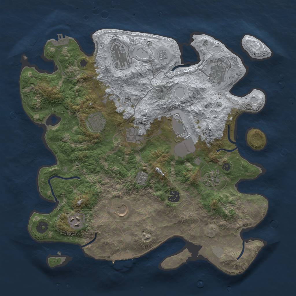 Rust Map: Procedural Map, Size: 3700, Seed: 1504550125, 19 Monuments