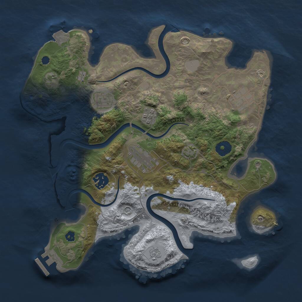 Rust Map: Procedural Map, Size: 3000, Seed: 1507801154, 10 Monuments