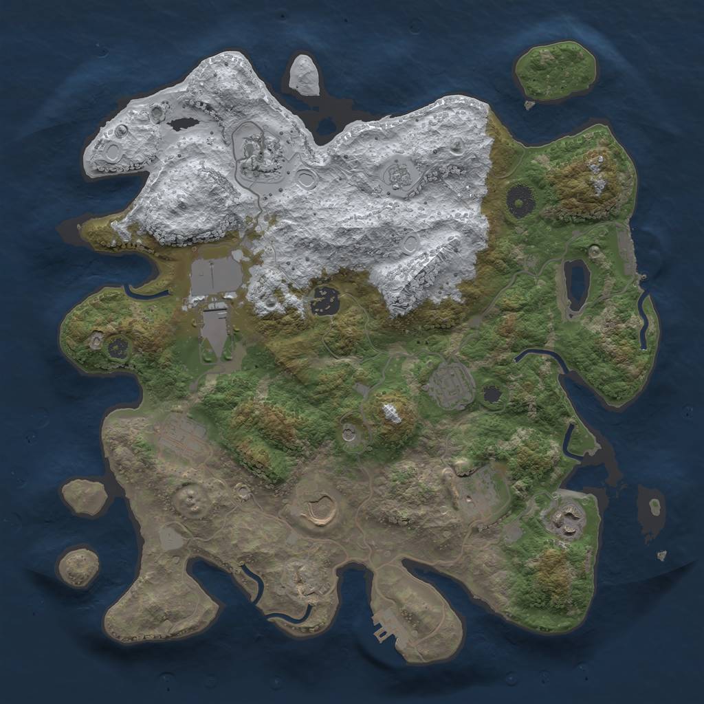 Rust Map: Procedural Map, Size: 3500, Seed: 2439075, 17 Monuments