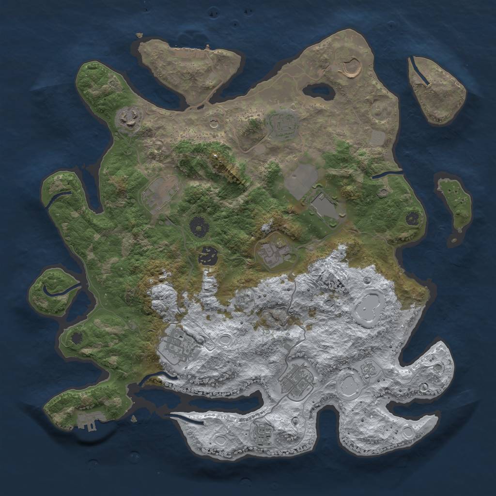 Rust Map: Procedural Map, Size: 3750, Seed: 1581853400, 19 Monuments