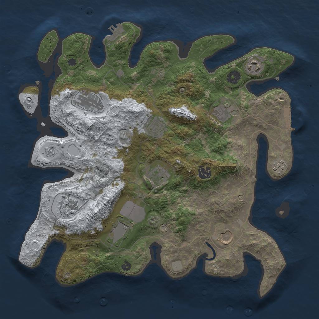 Rust Map: Procedural Map, Size: 3500, Seed: 30328604, 18 Monuments
