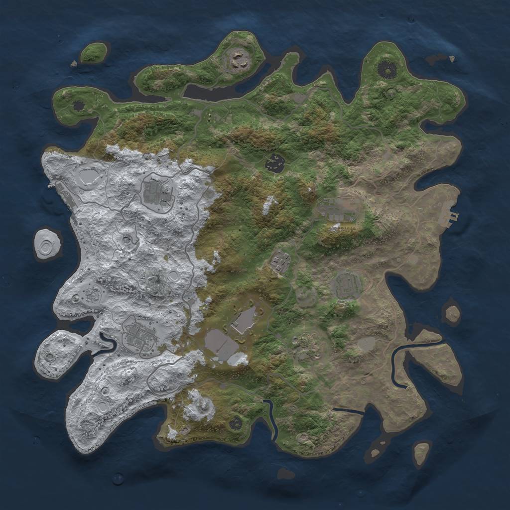 Rust Map: Procedural Map, Size: 4000, Seed: 3547, 18 Monuments