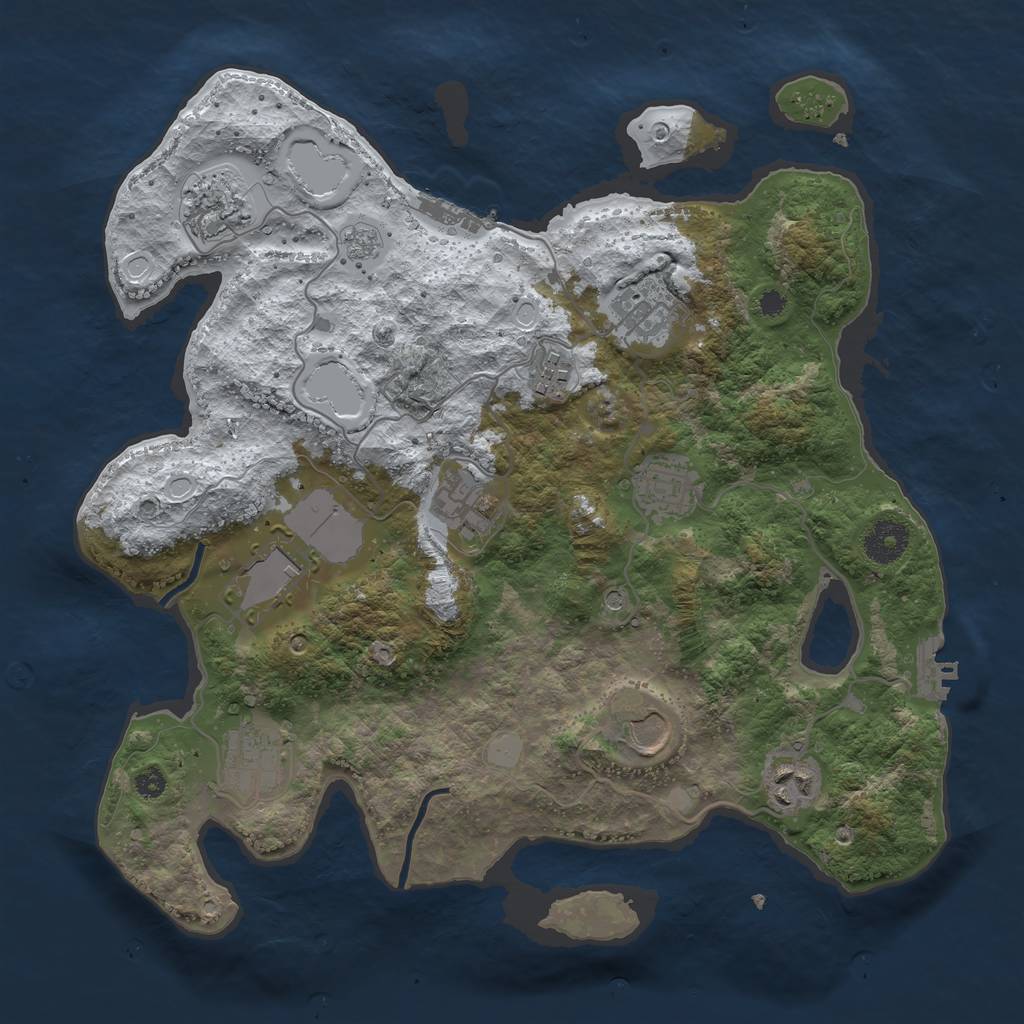 Rust Map: Procedural Map, Size: 3500, Seed: 1973951928, 18 Monuments