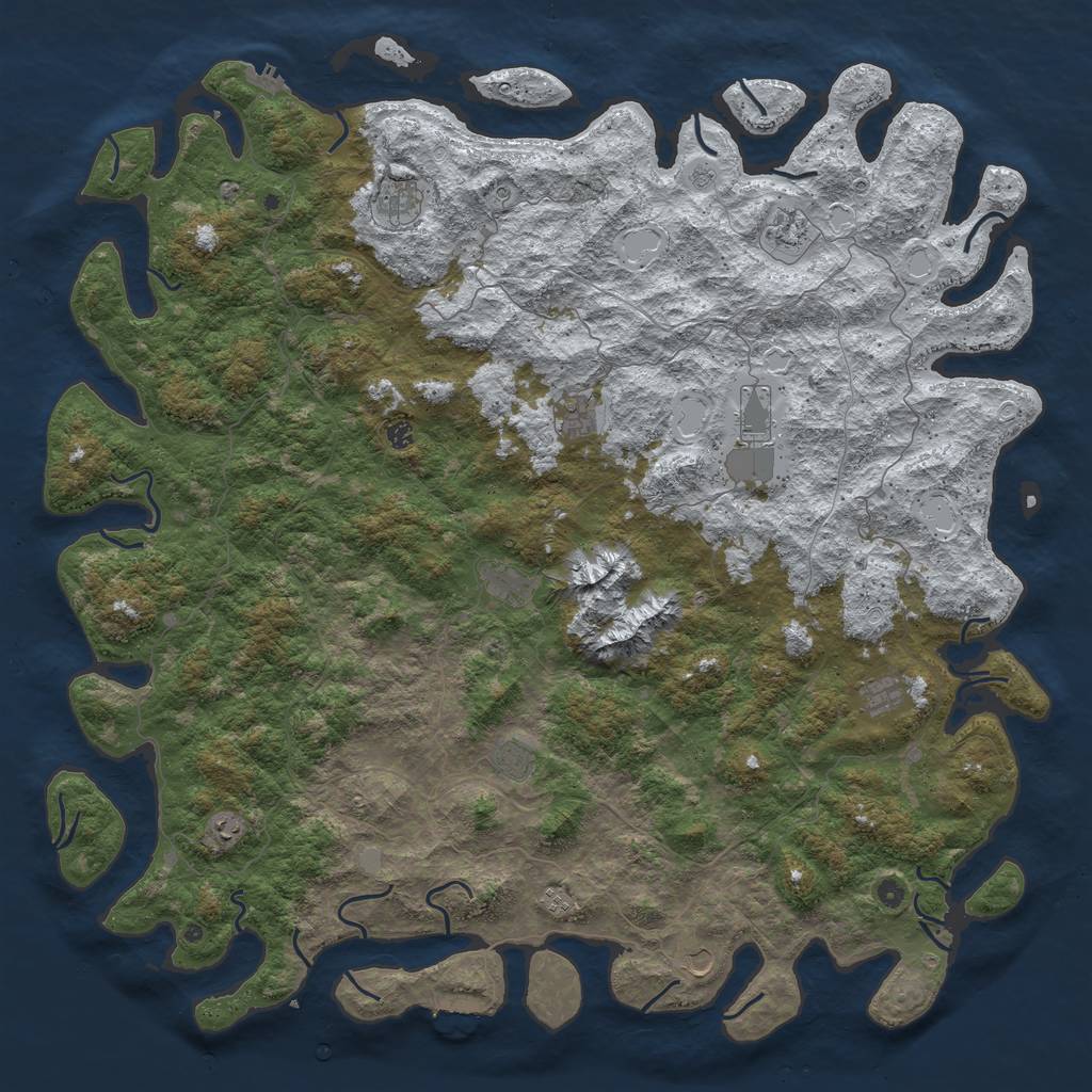 Rust Map: Procedural Map, Size: 6000, Seed: 129, 20 Monuments