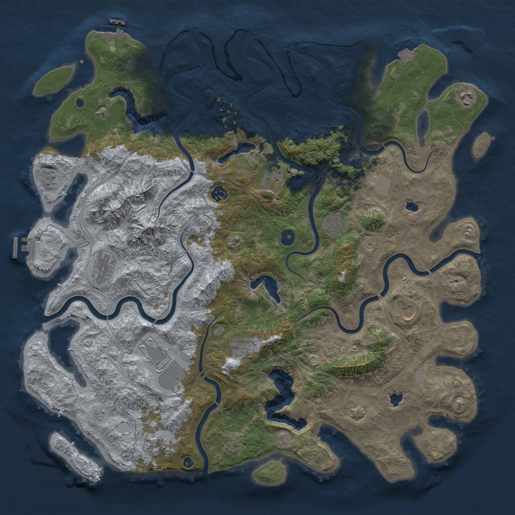 Rust Map: Procedural Map, Size: 5000, Seed: 8765, 17 Monuments